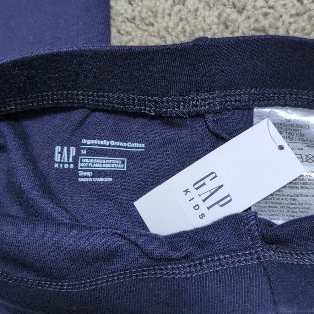 NWT Gap Kids Pajama Bottoms PJ Pants Navy Blue Fitted Gender Neutral size‎ 14